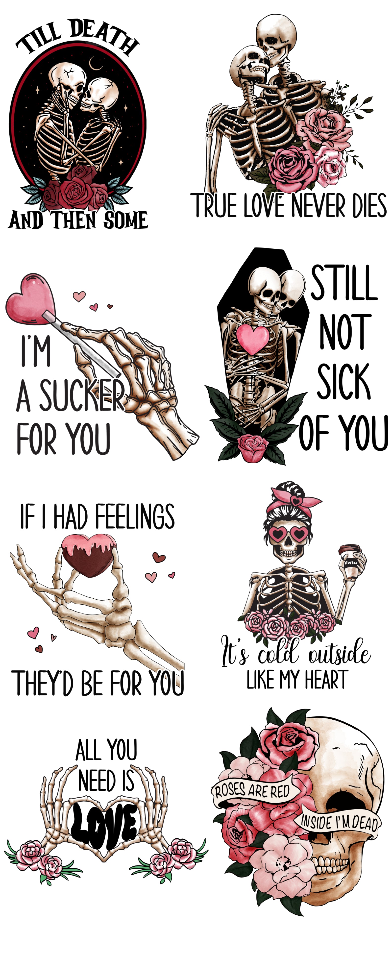 Skeleton Valentine's Day Gang Sheet 22x 50