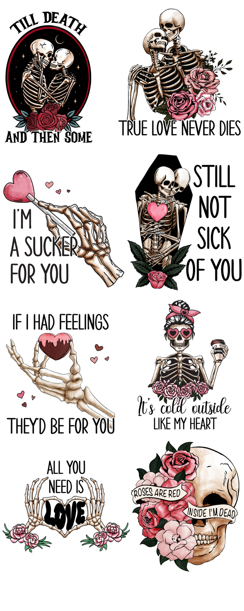 Skeleton Valentine's Day Gang Sheet 22x 50