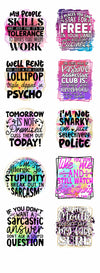 Sarcastic Sublimation Bundle - 22 x 60 Inches with 10 x 10 Inch Bold, Humorous Designs