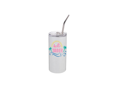 20 OZ Skinny Straight Stainless-Steel Tumbler with Straw & Lid (BLANK)